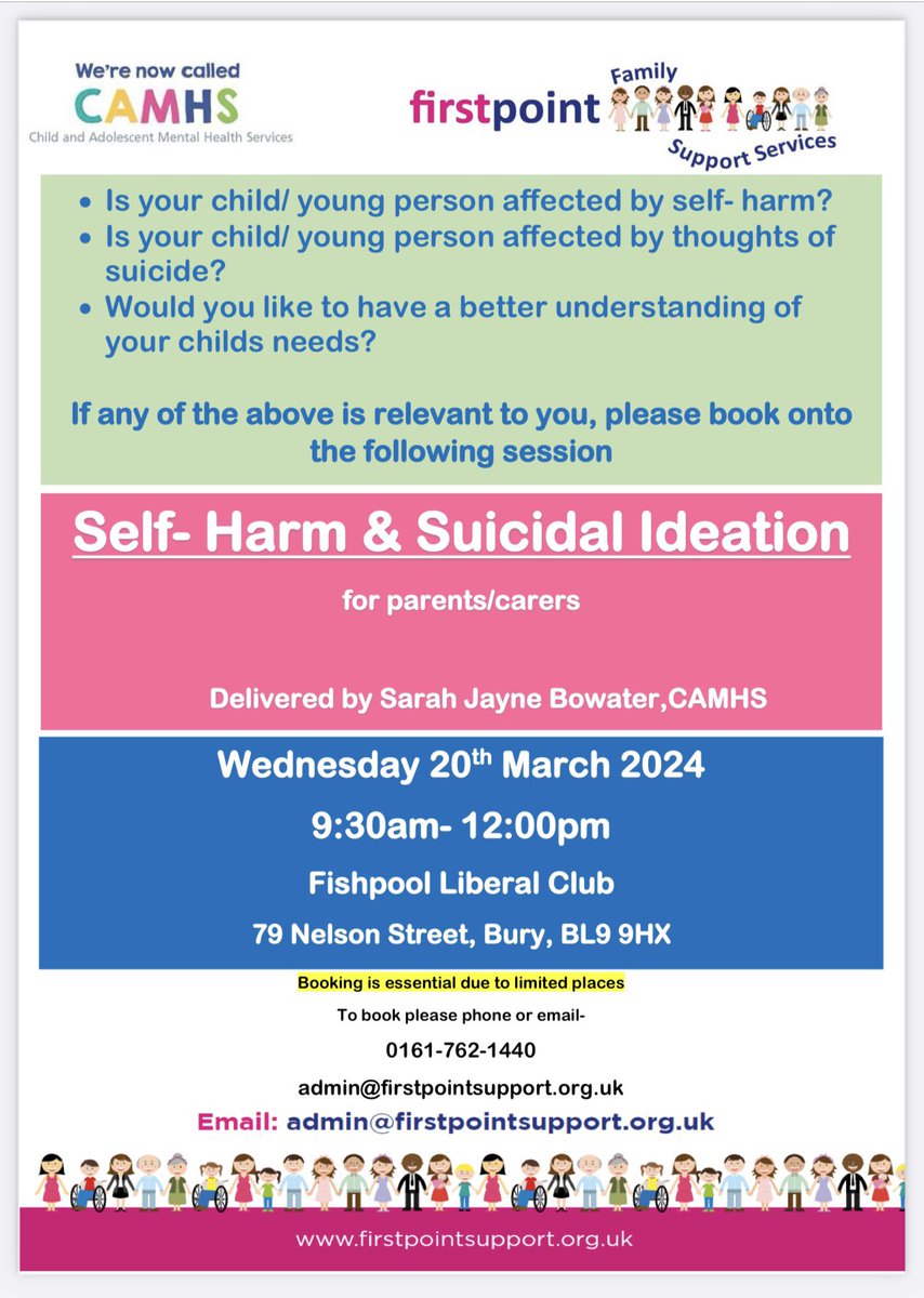 BURY2GETHER's tweet image. Details of more parent/carer sessions organised by CAMHS