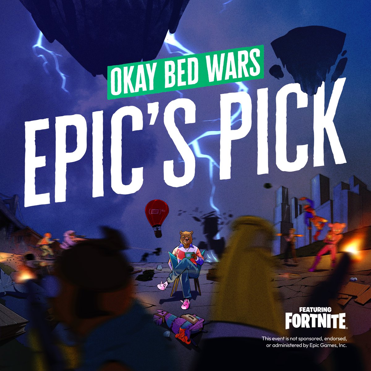 With 1.5 million plays and after featuring in various categories, Okay Bed Wars has been chosen by <a href="/EpicGames/">Epic Games Store</a> to be represented in <a href="/FortniteGame/">FortniteGame</a>'s most coveted Creative category, Epic’s Picks.

Our map is now featured as 1 of 5 Epic Picks on the fortnite.com homepage.