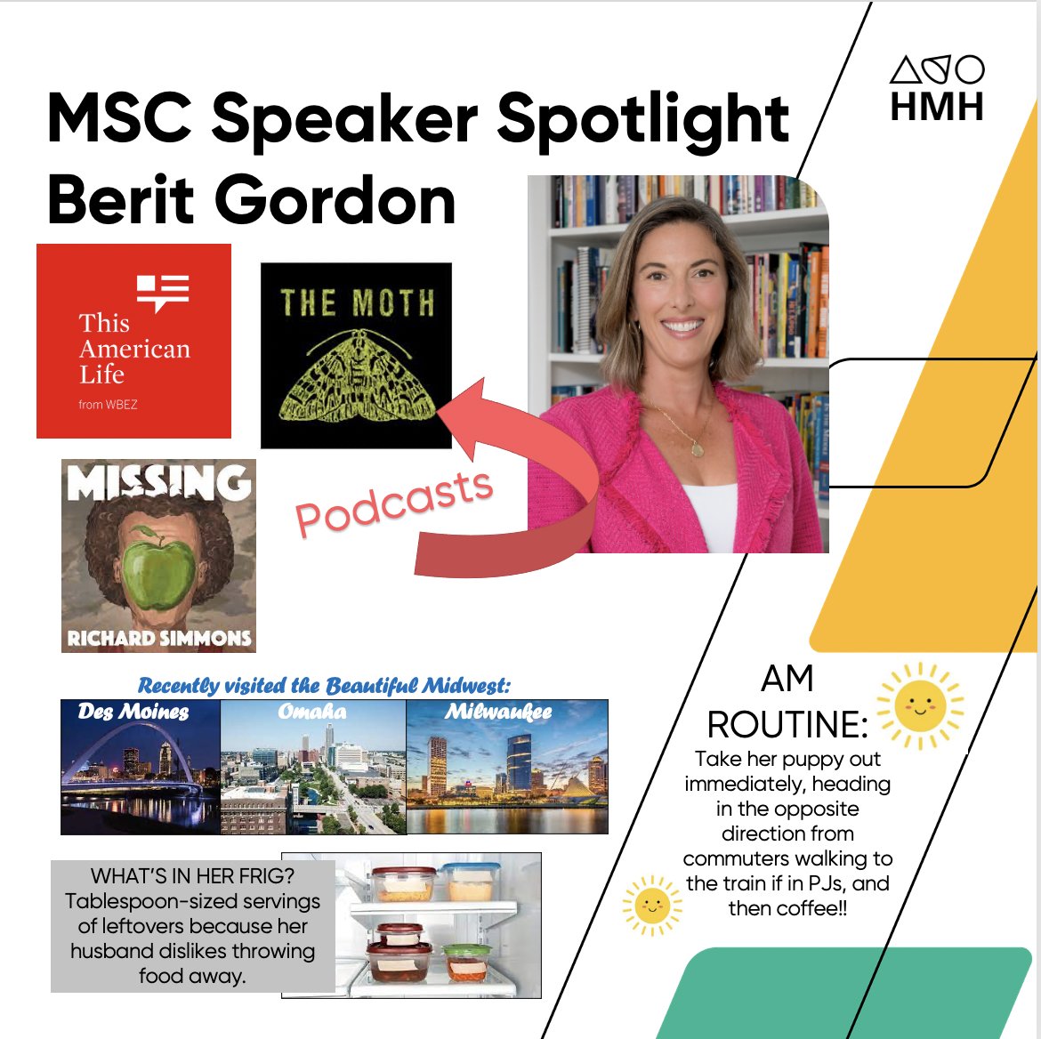 MSC Speaker Spotlight: not only is she the author of the very popular publication, The Joyful Teacher, she loves to listen to podcasts and recently got a new super cute puppy! @beritgordon we can't wait to learn from you! hmhco.com/MSC #teaching #teachers #teach #K12