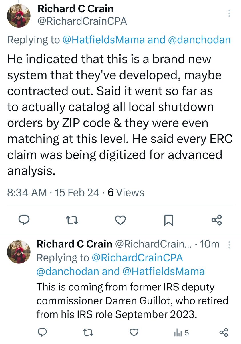 IRS has implemented advanced analytics and AI to identify fraudulent ERC &amp; people are going to get nailed on this like crazy for the next five or so years.

- Per Darren Guillot former IRS deputy commissioner - h/t <a href="/RichardCrainCPA/">Richard C Crain</a>