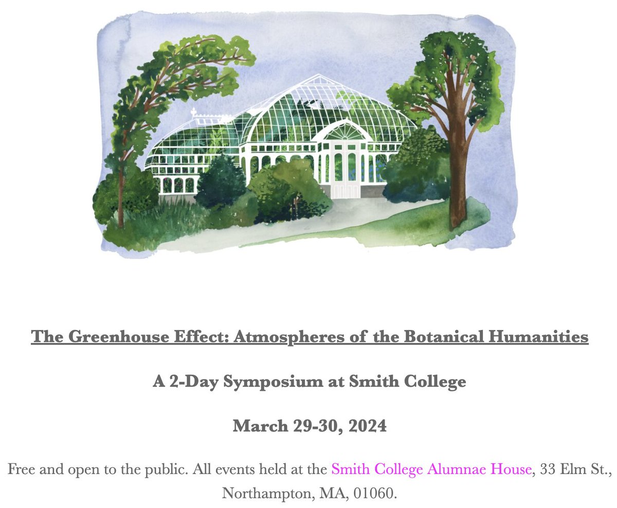 Dear Twitter, I hope you'll join us for this event featuring all kinds of amazing people. #EnvironmentalHumanities Inspired by #SylviaPlath  sites.smith.edu/the-greenhouse…