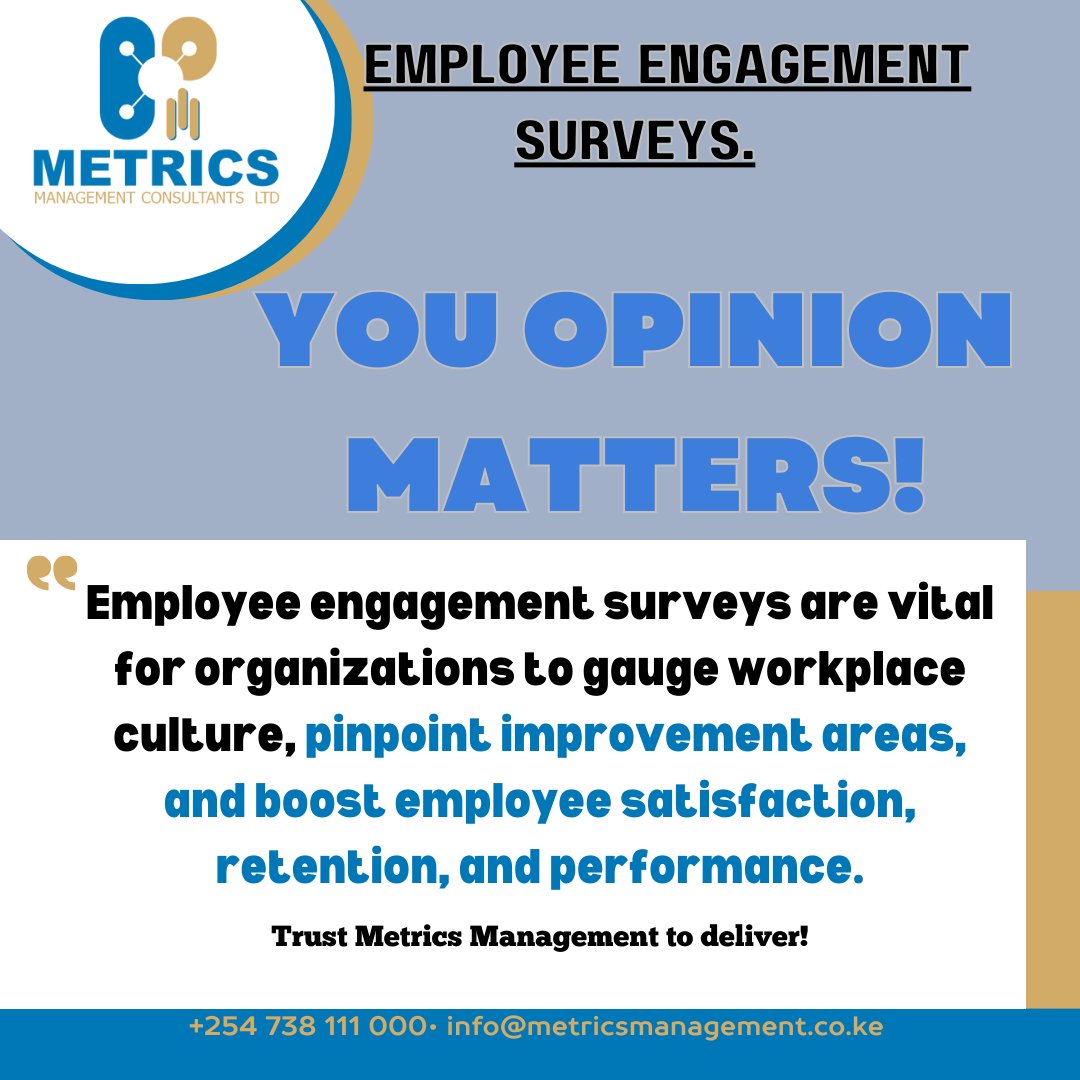 Employee engagement surveys are tools employed by organizations to gauge the extent of emotional attachment, drive, and dedication employees exhibit toward their roles and the company.
 #employeeengagementsurvey
#trustmetricsmanagementtodeliver
#KenyaShilling #SellYourDollar