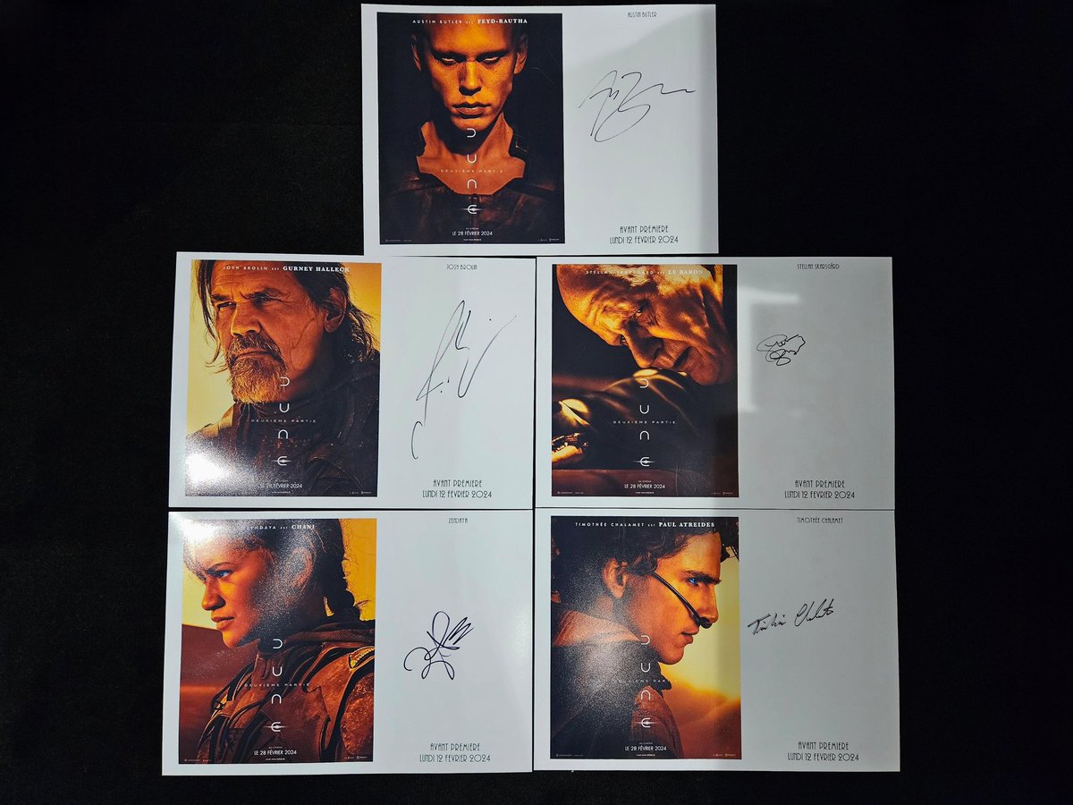 RexStudiosParis's tweet photo. Le #RexStudios est prêt à accueillir de nouveaux autographes d’acteurs prestigieux dans son immense collection. 🤩
Un grand merci à Timothée Chalamet, Zendaya, Josh Brolin, Austin Butler et Stellan Skarsgår. 🙏🏻 https://t.co/Dt72IxnVIM