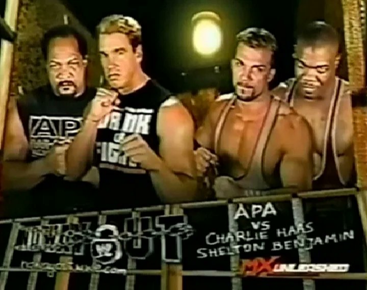 2/15/2004

The World's Greatest Tag Team defeated The APA at No Way Out from the Cow Palace in Daly City, California.

#WWE #NoWayOut #TheWorldsGreatestTagTeam #SheltonBenjamin #CharlieHaas #TheAPA #Bradshaw #JBL #JohnBradshawLayfield #Faarooq #RonSimmons