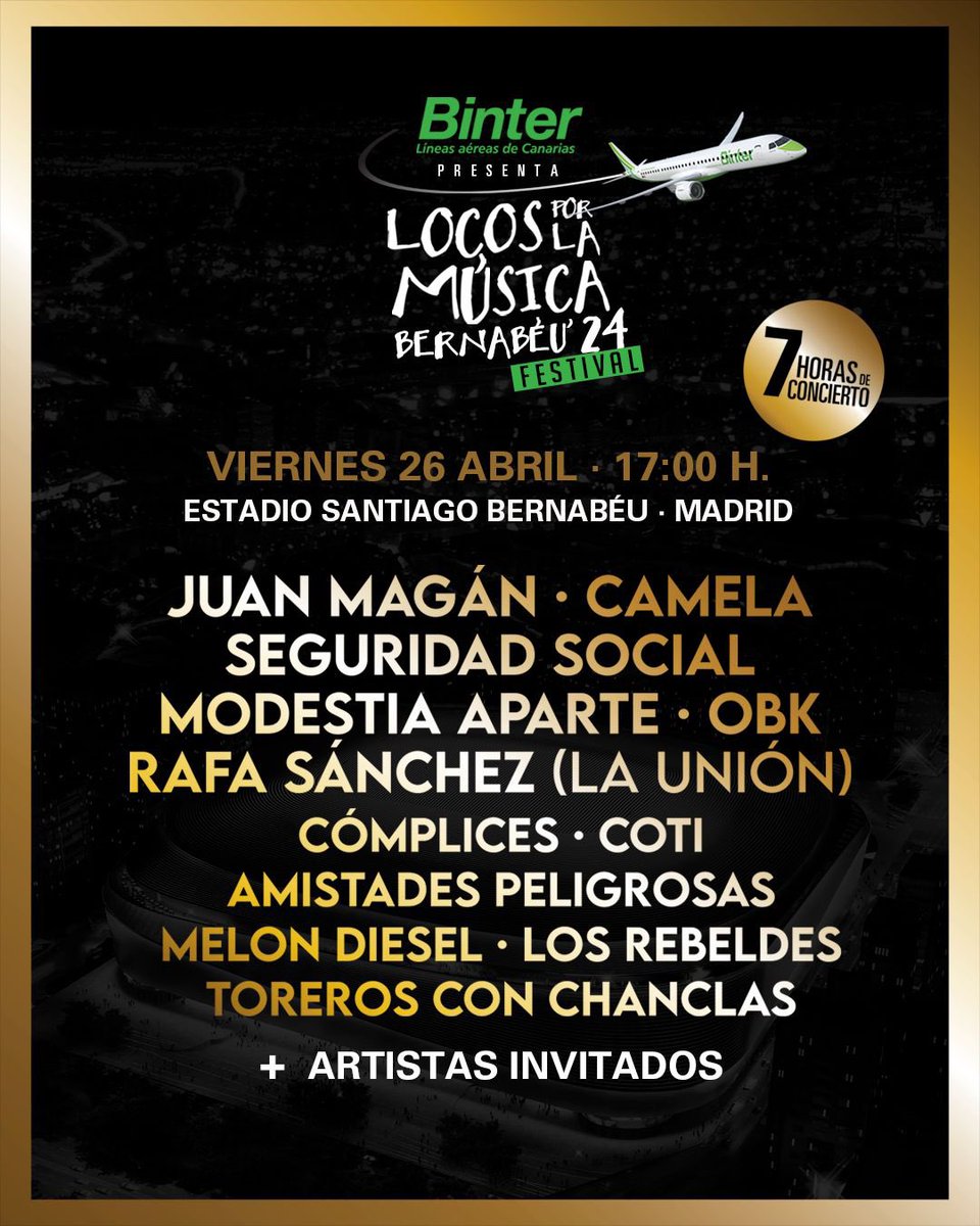 Hola familia!. El próximo 26 de Abril, estaremos en el primer concierto que se celebre en el nuevo Santiago Bernabéu con @locsxlamusica 🥳

🎫 Entradas a la venta, a partir del 19 de Febrero a las 12:00 hrs. 

#LocosPorLaMúsica #NuevoBernabéu #30AñosContigo