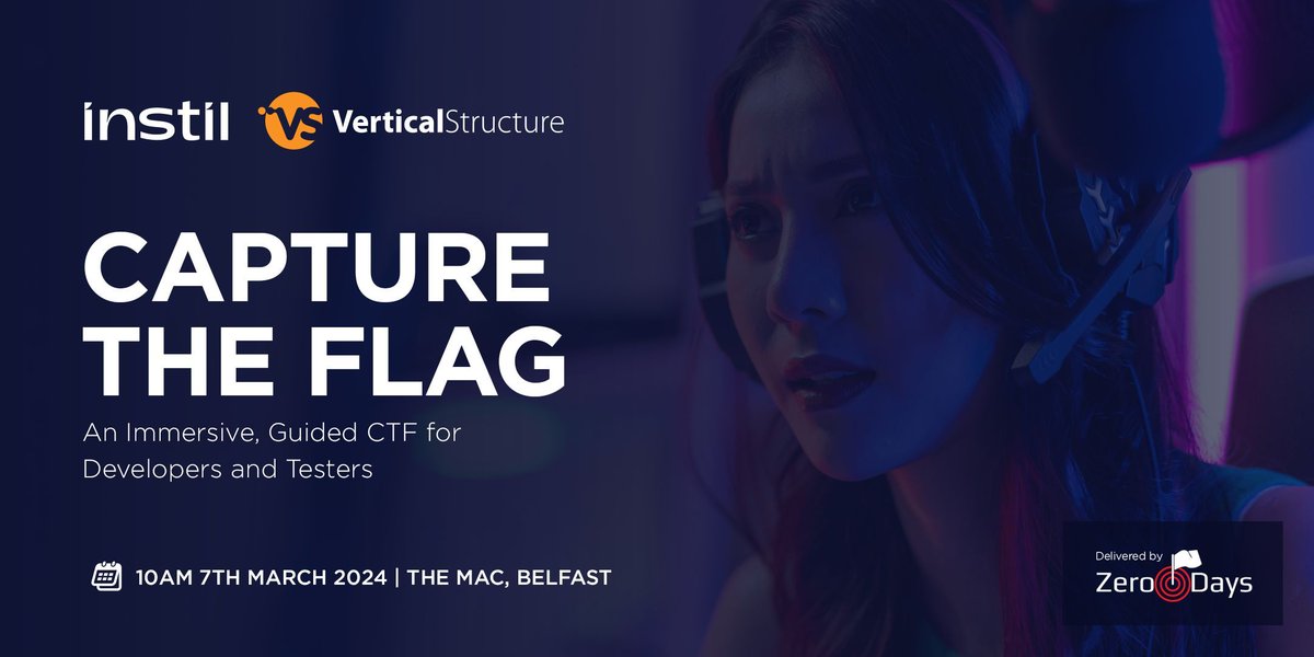 🏁  Capture the Flag - An Immersive, Guided CTF for Developers and Testers 🏁 

Alongside our friends over at @instil, we're hosting a Capture the Flag event with a difference as part of CyberNI Week on 7th March.

Details:

verticalstructure.com/pages/capture-… 

#ctf #capturetheflag