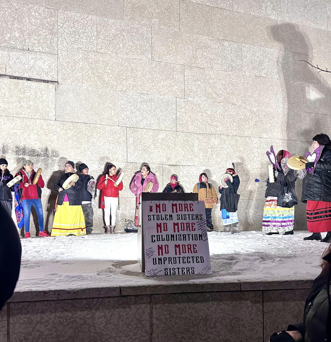 CUPEMB's tweet image. Yesterday evening, CUPE honoured #MMIWG2S by attending the Women’s Memorial March of Manitoba. Thank you to  the Southern Thunderbird Drum Group and to friend of CUPE, Alaya McIvor, for her annual organizing.