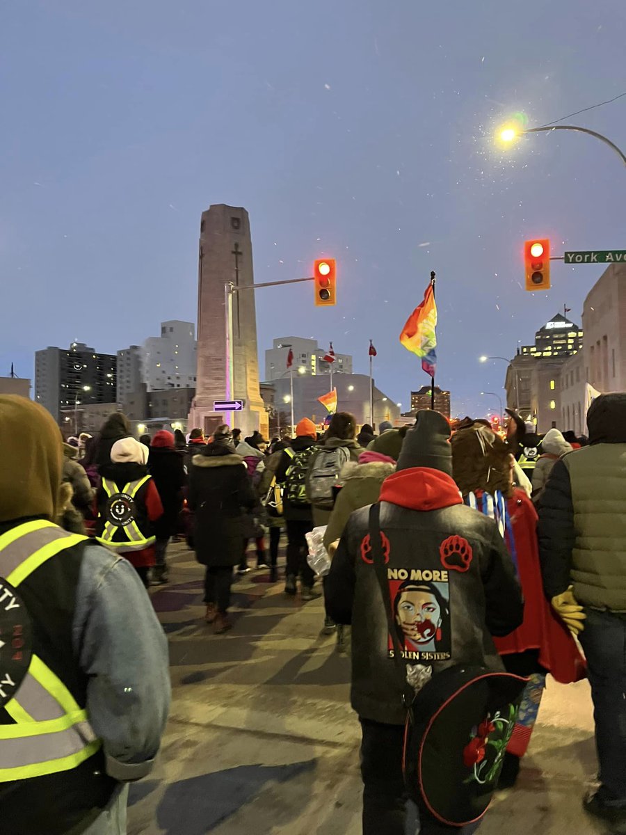 CUPEMB's tweet image. Yesterday evening, CUPE honoured #MMIWG2S by attending the Women’s Memorial March of Manitoba. Thank you to  the Southern Thunderbird Drum Group and to friend of CUPE, Alaya McIvor, for her annual organizing.