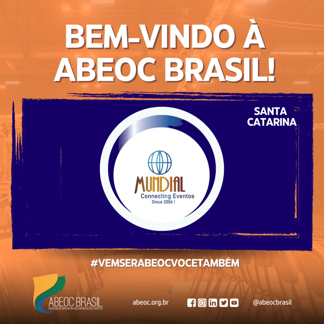 A Mundial Connecting Eventos @mundialconnectingeventos é especilizada em organizar eventos. Para saber mais sobre a nova associada ABEOC Brasil em Santa Catarina basta acessar mundialconnectingeventos.com.br

#novoassociado #santacatarina #eventos #vemserabeoc #abeoc47anos #abeocbrasil