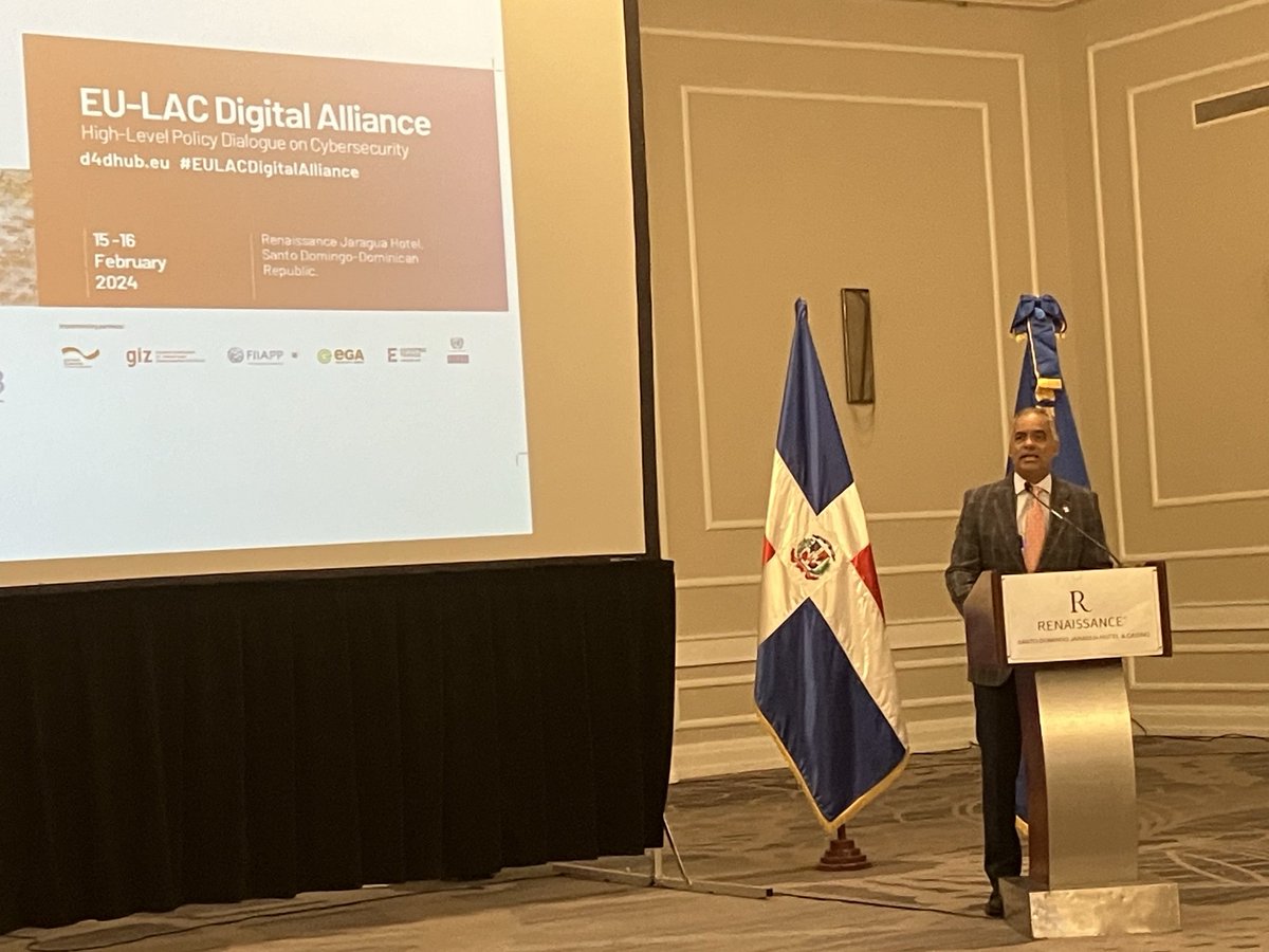 The EU-LAC Digital Alliance high-level policy dialogue on cybersecurity started today by the opening words of Joel Santos Echavarría from our host country the Dominican Republic. #Global Gateway #cybersecurity