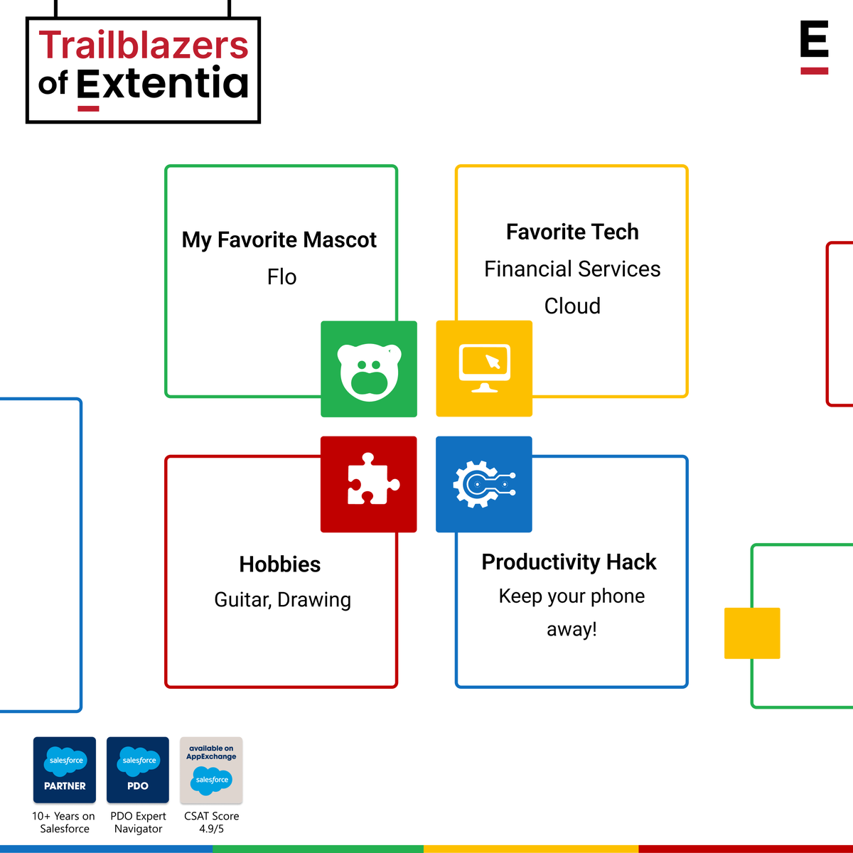 Extentia_Cloud's tweet photo. At #Extentia, learning is a continuous journey, fueled by access to the best resources, hands-on assignments, and problem-solving sessions. My journey here extends beyond professional life and is also one of self-discovery!
#Salesforce #Flo #FinancialServicesCloud   #DoMoreBeMore https://t.co/X2aUmaZ0Uh