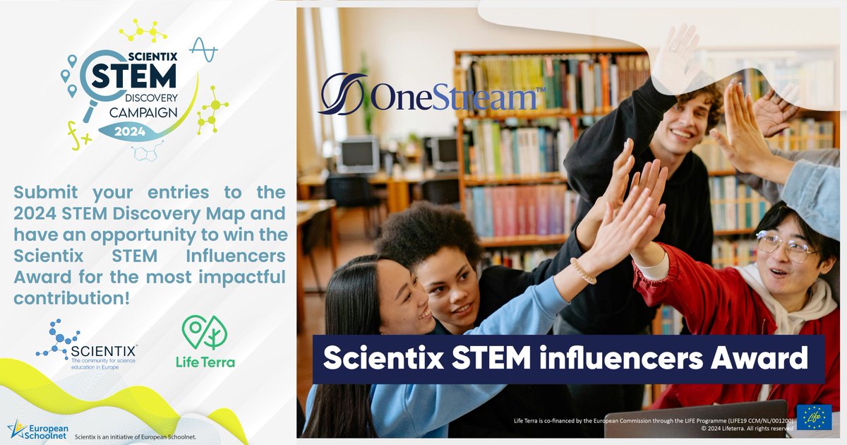 🎉The Scientix STEM Influencers Award supported by <a href="/OneStream_Soft/">OneStream Software</a> is calling all impact-makers!

🎉If your activities have a great impact, submit them to the #SDC24 App or pin them on the Map for a chance to WIN!🇧🇪🏆

Co-organised by <a href="/LIFETerraEurope/">Life Terra</a>

👉bit.ly/sdc24-awards