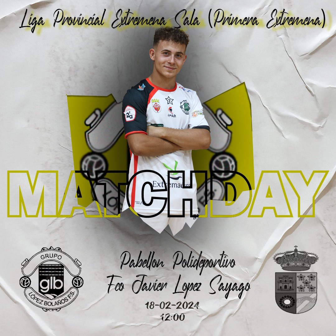 Temporada 23/24
1 División Extremeña 
Grupo I
Jornada 16

⚔️ <a href="/grupolopez14/">GrupoLopezBolañosFS</a> “B” - <a href="/FerrallasFS/">E.M.D Solana F.S</a> 

📅 Domingo día 18 de Febrero 

🕛 12:00 horas

🏟️ Pabellón Polideportivo “Francisco Javier López Sayago”

#formandoelfuturo 
#123👼🏻2💫🤍🖤❤️