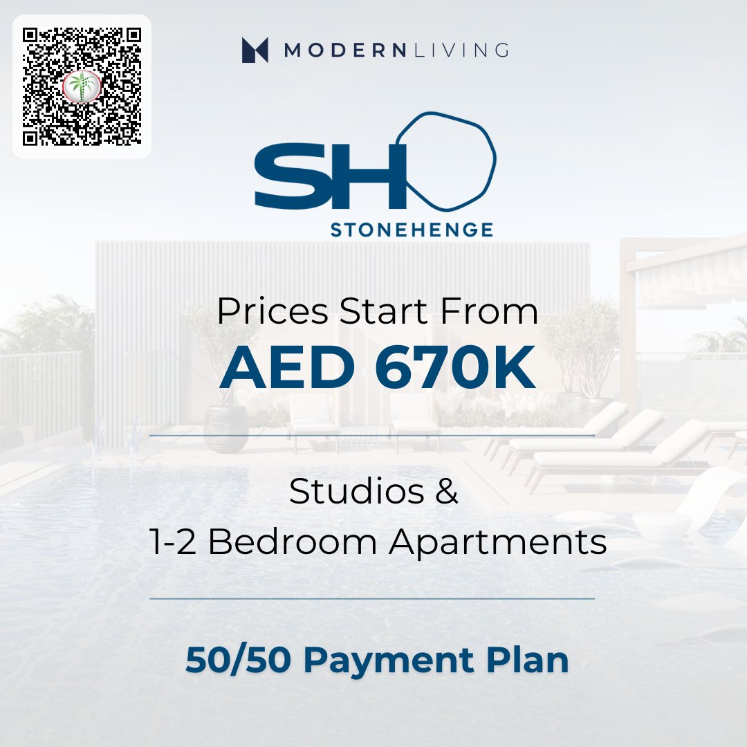 ModernLivingAE's tweet photo. Stonehenge 2 by Sergex is a captivating residential project located in the Jumeirah Village Circle, offering a blend of modernity and luxury. It boasts a selection of studio, one-bedroom, and two-bedroom apartments, starting at AED 670K. 

#Duabirealestate #realestate https://t.co/VxdtTbzY7H