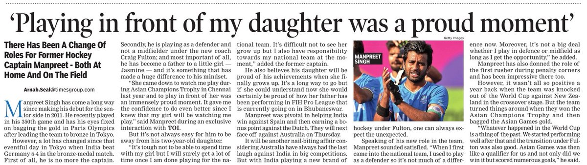 As India take on Australia in the #FIHProLeague here's an interview that I did with @manpreetpawar07