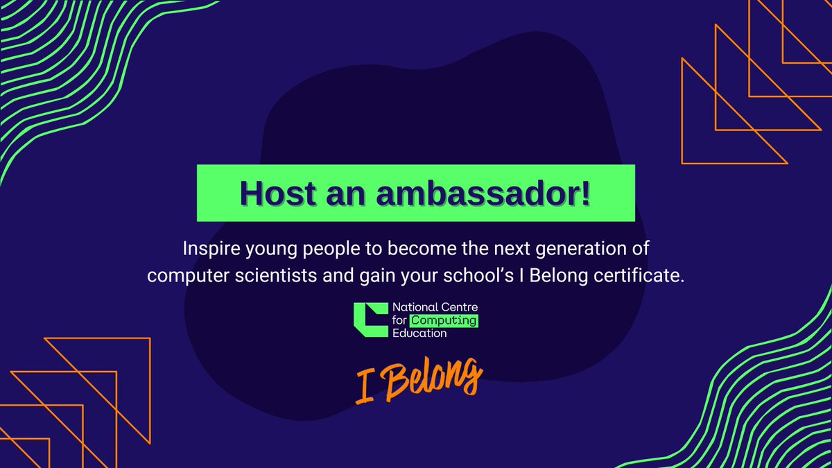 Discover the power of hosting a Computing Ambassador in your school! 🤩

Find out how this can empower your students, enable them to understand the real-world applications of their learning, and support your school to complete the Belong programme 🙌 

👉 ncce.io/xGw54Z