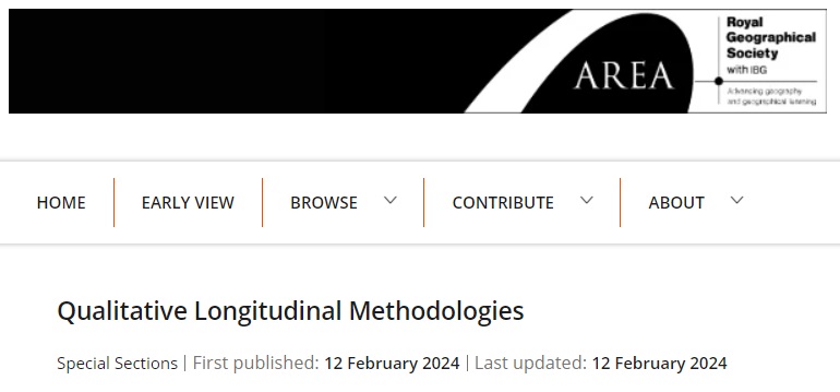 📢New Special Section published in #areajournal📢:

'Qualitative Longitudinal Methodologies' highlights the contributions of QLMs across nine papers which are all free to read for the next 3 months. Find out more about the papers included below. 👇🧵

rgs-ibg.onlinelibrary.wiley.com/doi/toc/10.111…