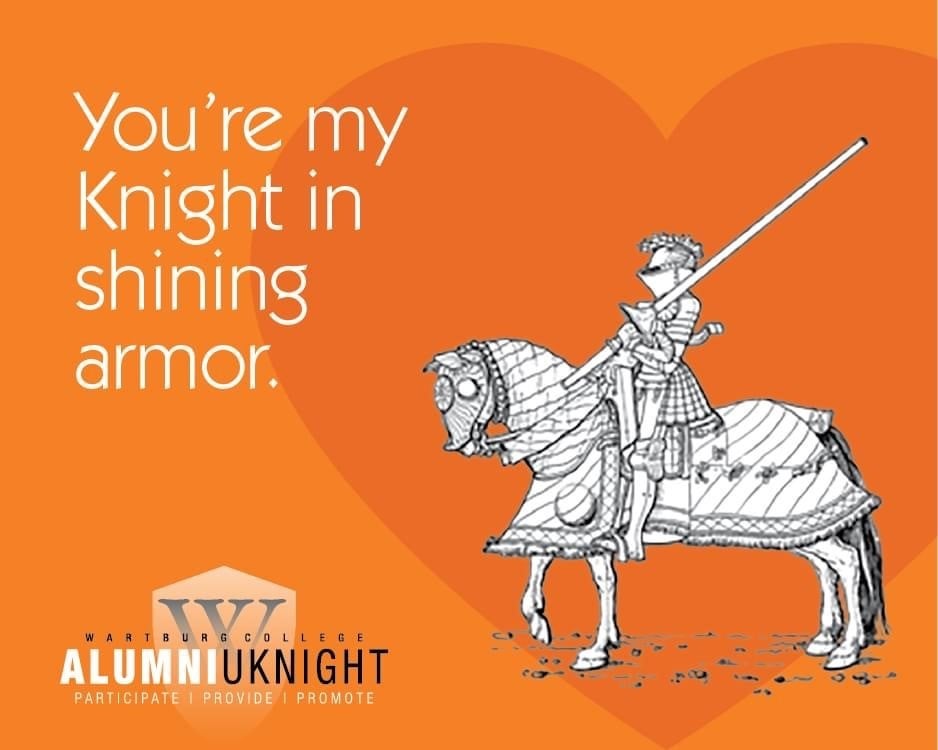 LaurieEverhardt's tweet photo. I'm a day late for Valentine's Day, BUT I can still show my love for @WartburgCollege AND remind my Wartburg peeps that #UKnightDay is coming soon! Join us on March 21 to show you love for the 🧡🖤 and help us reach our goal of 1500 gifts on UKD. https://t.co/u2d8i7EYtO