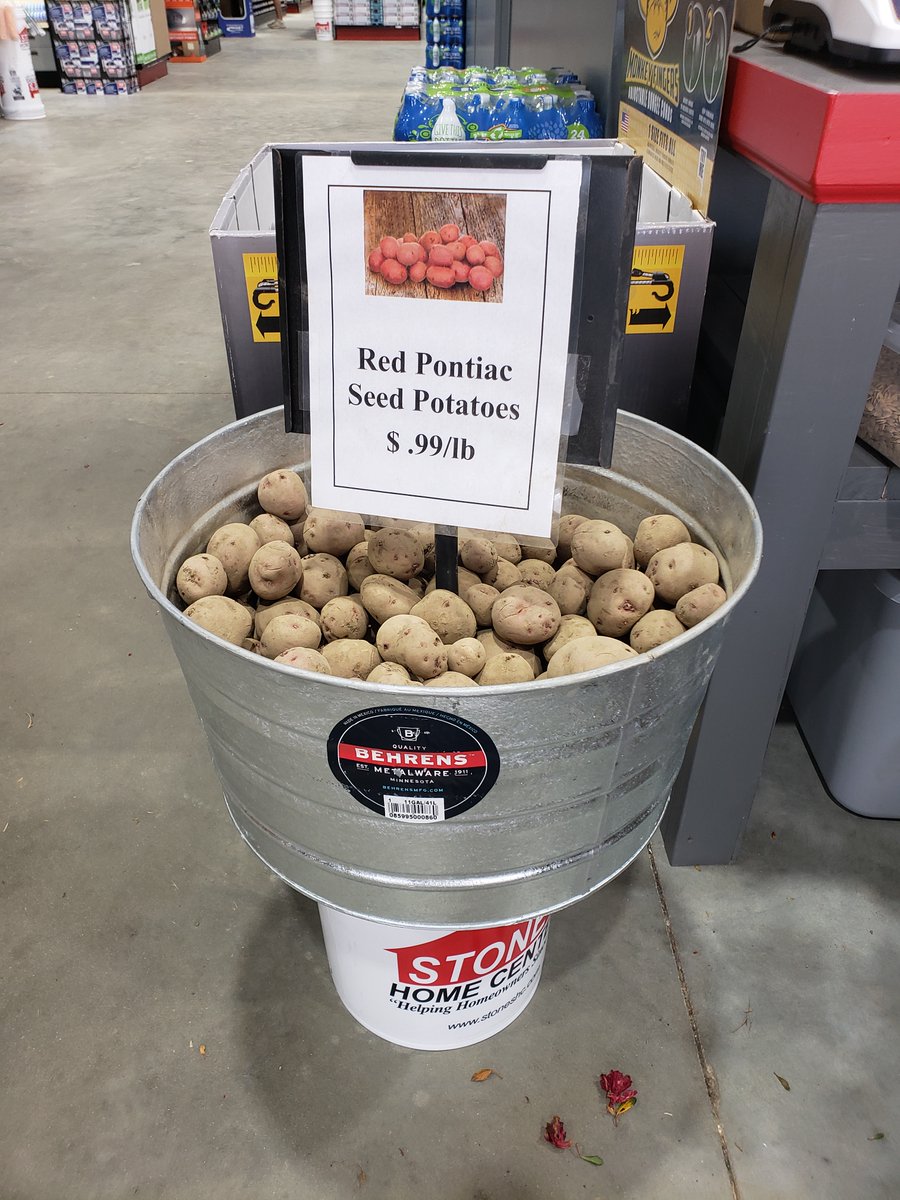 Stones_Near_You's tweet photo. We still have red and white seed potatoes available at Stone's Home Centers in Cairo, Georgia for only $0.99 per lb. While you are here, take a look at our other garden seeds too!
#stoneshomecenters #cairoga #garden #gardenseeds #seedpotatoes #potato #potatoes #TuesdayMotivaton https://t.co/GxU2gDB1uI