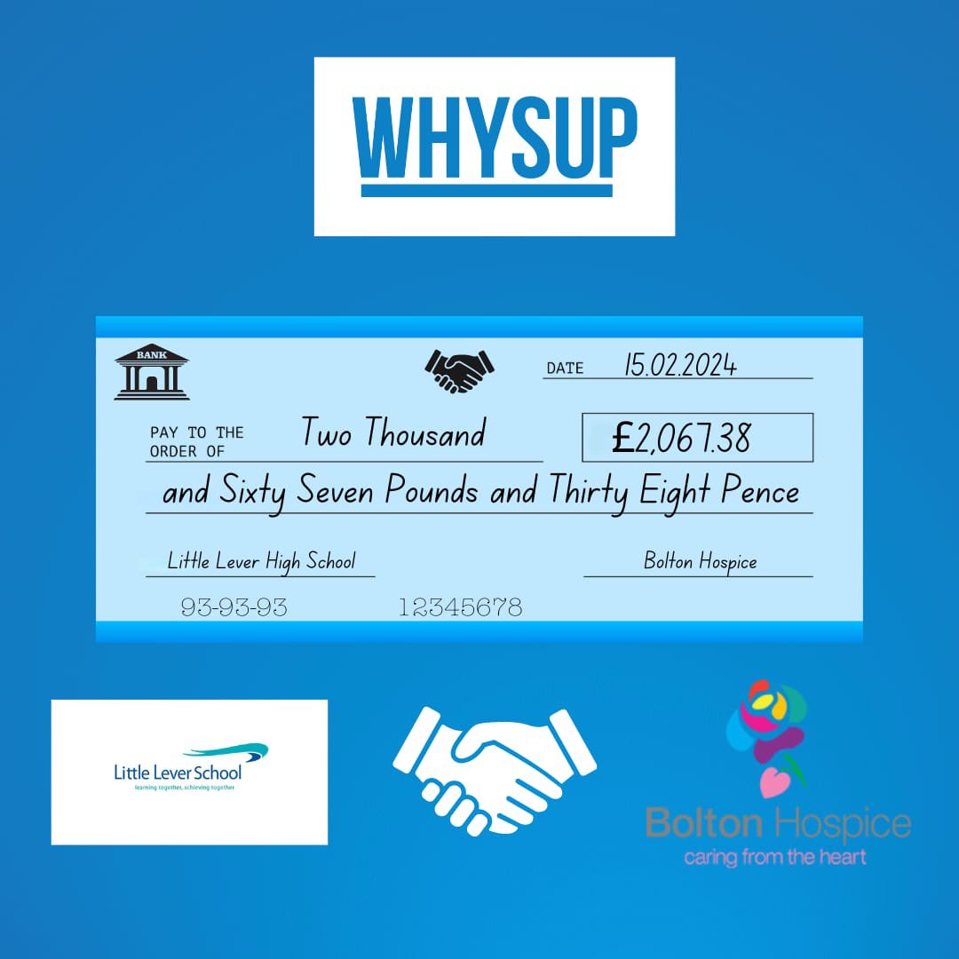 Our recent mentoring programme raised £2,067.38 for @boltonhospice. A huge well done to the students from Little Lever School who all did a fantastic in raising the funds, as well as learning and developing life skills along the way. #Community #WHYSUP