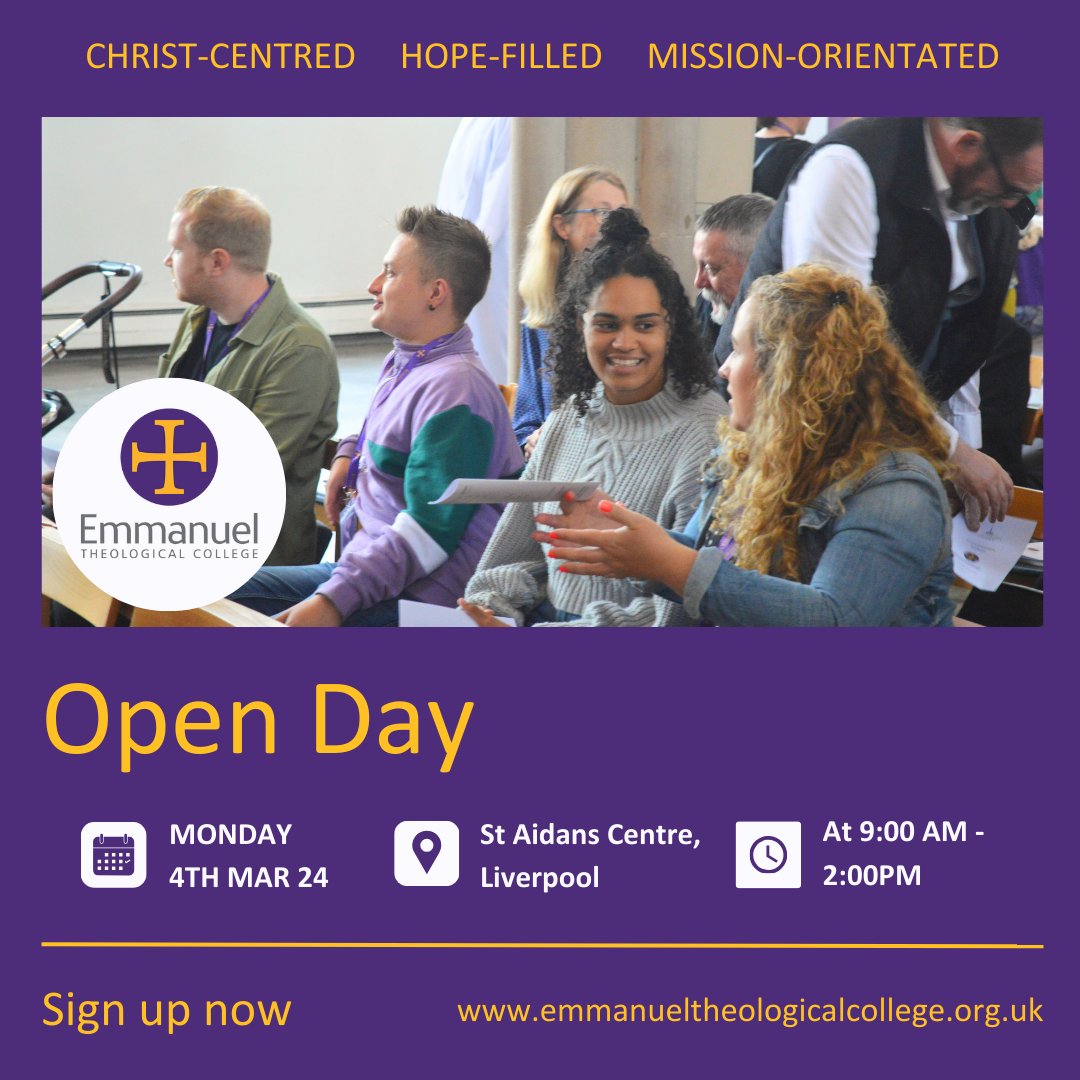 In just two weeks time, we have another Open Day taking place at our Liverpool Teaching Center on the 4th March 2024 If you want to experience first hand what it is we do here at Emmanuel Theological College then please sign up to join us via our website!