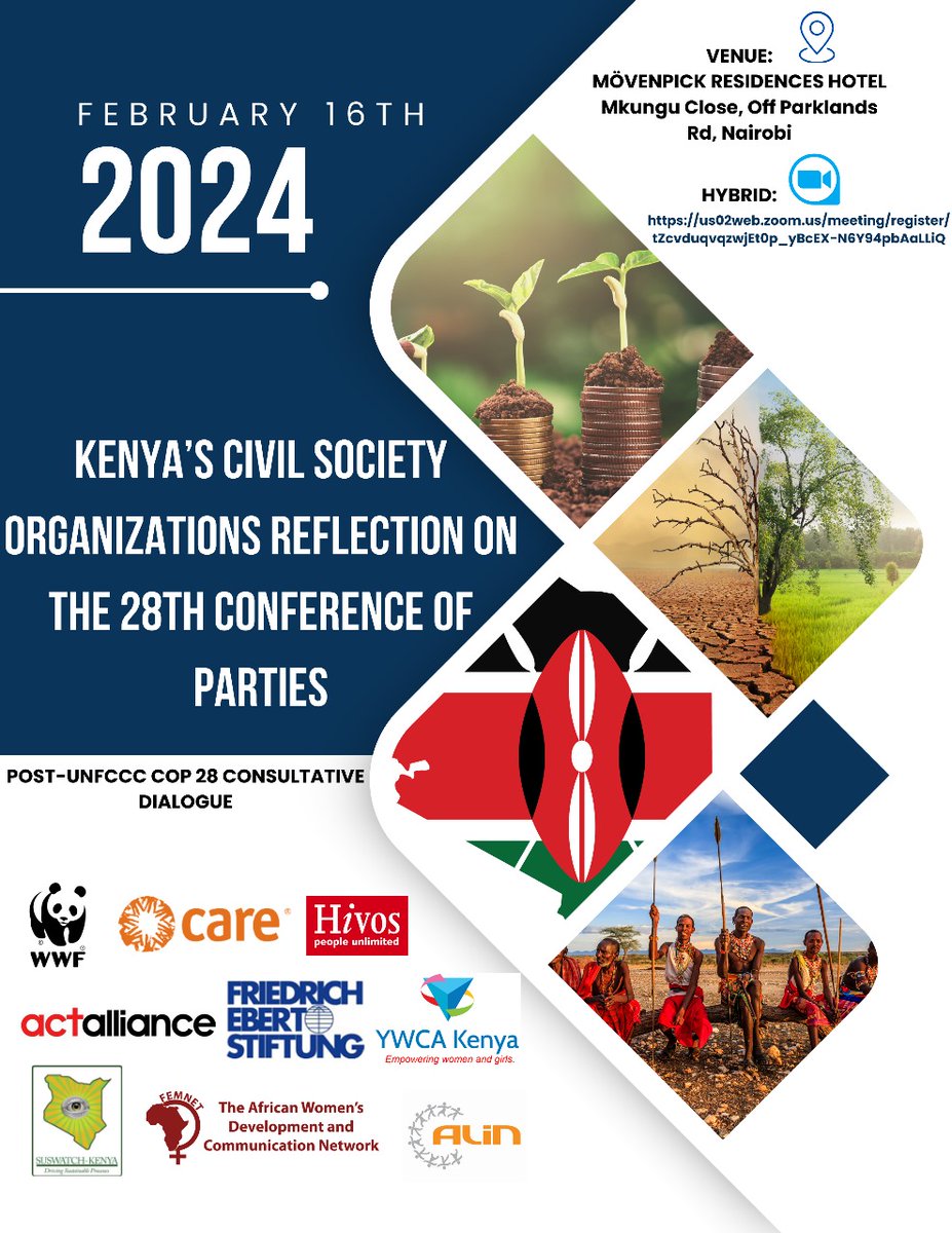 Join us tomorrow as #YWCA 🇰🇪 &amp; key stakeholders convene for a reflective post #COP28  consultative dialogue. We'll explore the outcomes of the global conference &amp; their profound impact on Kenya’s climate action.  #Inclusion4ClimateJustice  

💻Register🔗👉🏽 bit.ly/3HYvkL9