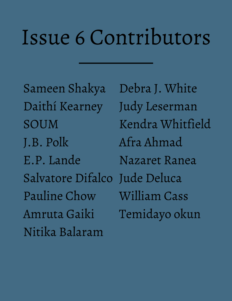 Duck Duck Mongoose Magazine (@dukdukmongoose) on Twitter photo Huge thank you to all of the contributors to Issue 6! We couldn't have done it without you! Check out the work of
@SameenXCX
<a href="/dceol/">Daithí Kearney</a>
<a href="/SOUMpoets/">Screams of Unfettered Minds</a>
@Itspaulinechow
<a href="/flames_n_ice/">Amruta Gaiki</a>
<a href="/NazaretRanea/">Nazaret Ranea</a>
<a href="/JudeDeluca1990/">JudeIsTheNumberOneLightningLadFan</a>
and others not on Twitter 🔥🦆
#WritingCommunity #duckduckmongoose Huge thank you to all of the contributors to Issue 6! We couldn't have done it without you! Check out the work of
@SameenXCX
<a href="/dceol/">Daithí Kearney</a>
<a href="/SOUMpoets/">Screams of Unfettered Minds</a>
@Itspaulinechow
<a href="/flames_n_ice/">Amruta Gaiki</a>
<a href="/NazaretRanea/">Nazaret Ranea</a>
<a href="/JudeDeluca1990/">JudeIsTheNumberOneLightningLadFan</a>
and others not on Twitter 🔥🦆
#WritingCommunity #duckduckmongoose