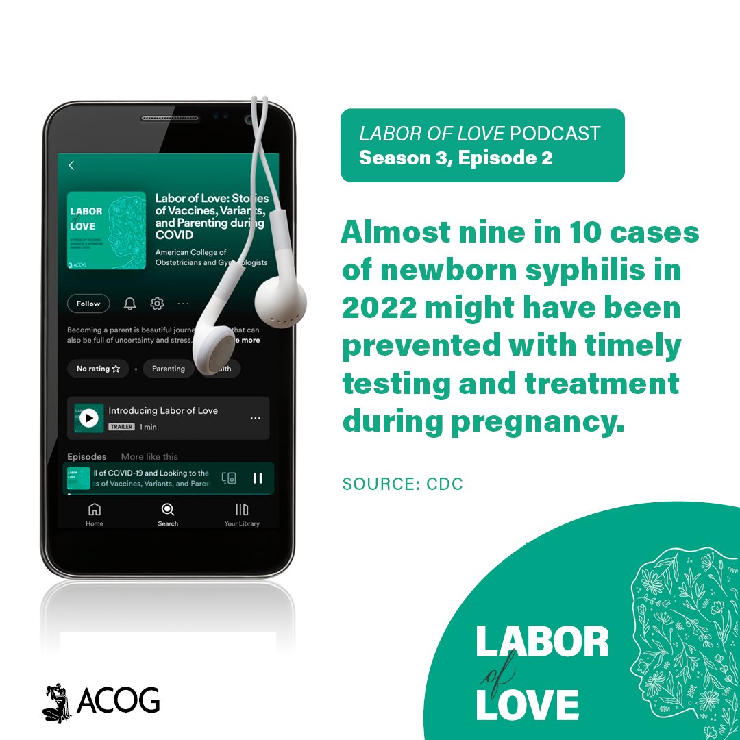 In the latest episode of #LaborOfLovePodcast, host @DrVeroPimentel, MD, MS, FACOG, and guests @kate_miele, MD, MA, and @NOLAobgyn, MD, MAS, FACOG, discuss advice for congenital #syphilis screening, treatment, and how to best counsel patients. Listen today:spoti.fi/49ye1w2