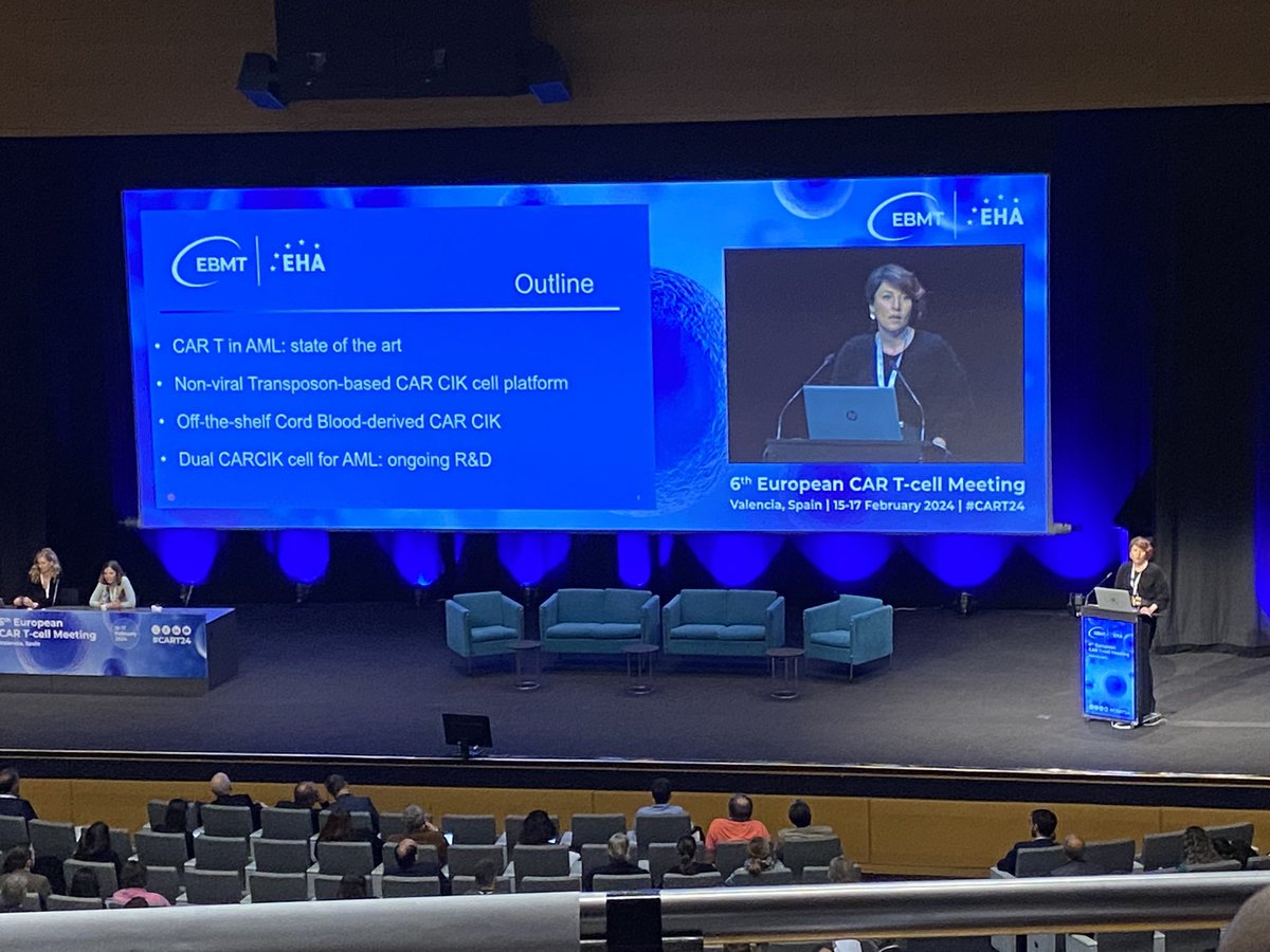 Talk about about an unmet medical need population.  AML patients need effective CAR-T cells. Sarah Tettamanti talks about Non-Viral Sleeping Beauty-engineered dual CAR-CIK cells #CART24 <a href="/aalfonsopierola/">Ana AP</a> <a href="/FelipeProsper/">Dr. Felipe Prósper</a>