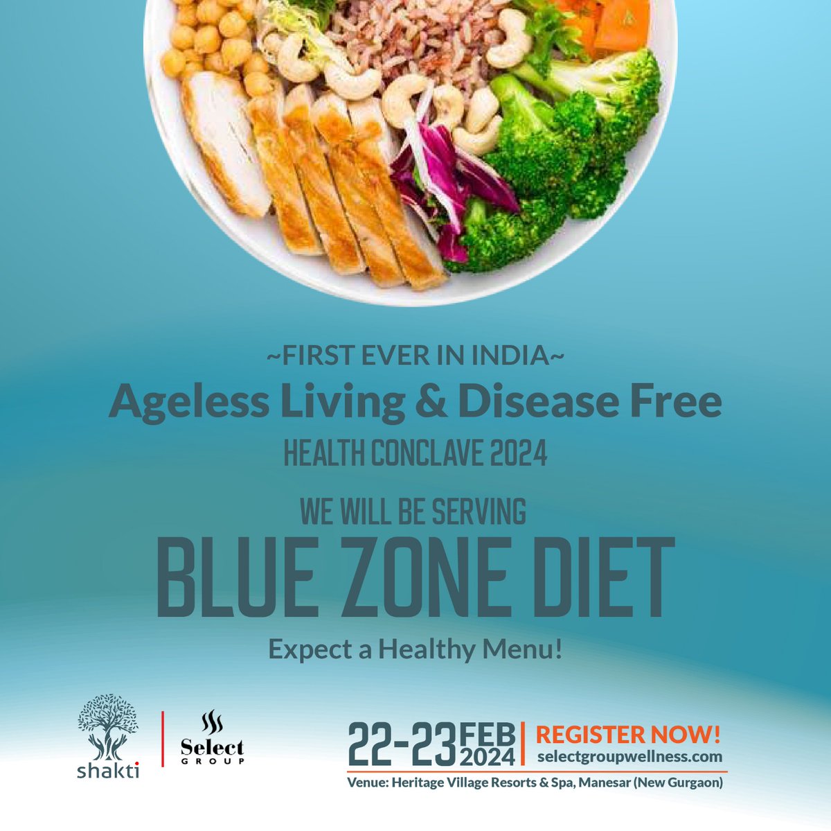 SelectGWellness's tweet photo. Excited to share a glimpse of what's cooking at the Shakti - Ageless Living &amp; Disease Free Health Conclave 2024! 🍽️ Dive into the world of longevity and wellness with our Blue Zone Diet meal
https://t.co/gZ4JMAupyv

#BlueZoneDiet #HealthConclave #Longevity #Wellness https://t.co/991mtuu66f