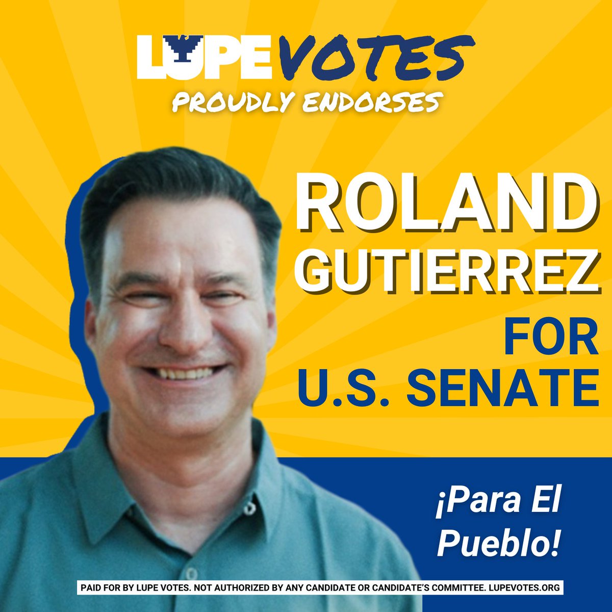LUPE Votes is proud to endorse @RolandForTexas for U.S. Senate. Con Roland Gutierrez, ¡si se puede! Join our Pueblo Powered movement and sign up to volunteer at lupevotes.org/volunteer 📷