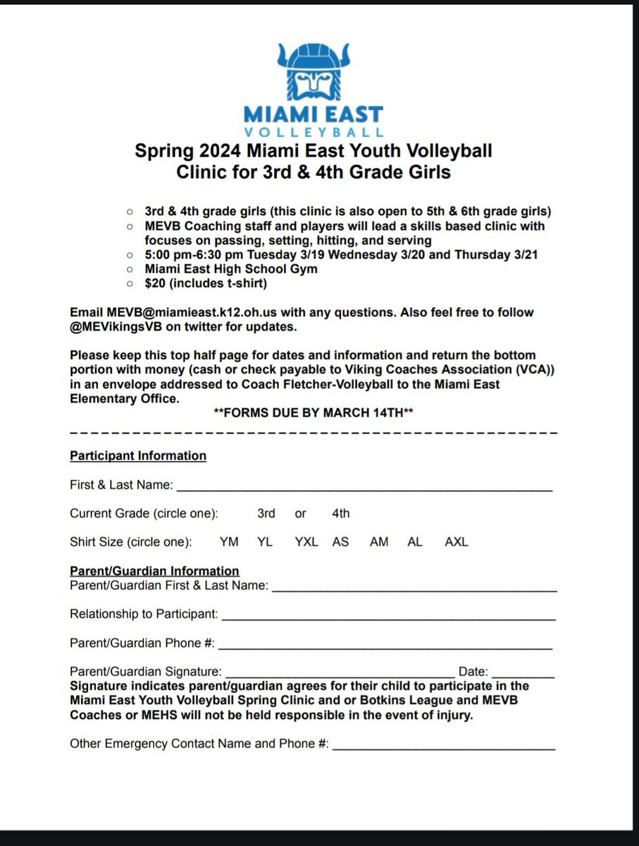 MEVikingsVB's tweet photo. 👉Attention 3rd and 4th grade girls!! Clinic information below. Come join us!!🏐 https://t.co/KFCG76HKu3