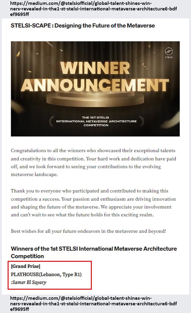 BeirutArabUni's tweet photo. Dr. Samer El Sayary, Assistant Professor at the Faculty of Architecture-Design &amp; Built Environment,Debbieh Campus,won the grand prize in the "1st STELSI International Metaverse Architecture Competition”,which was organized and funded by Stelsi International. https://t.co/UhMbdRn9UI