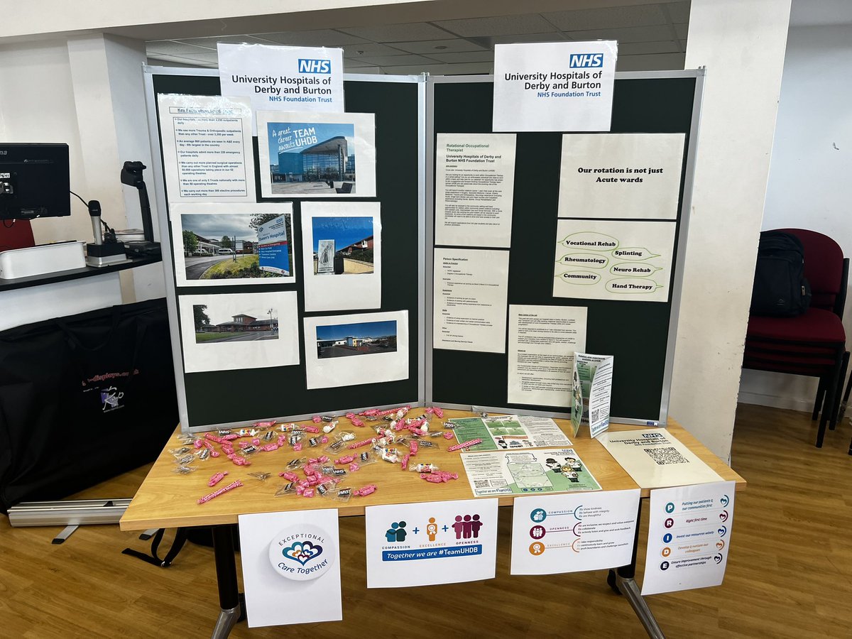 HelenHands_'s tweet photo. Speaking about the varied OT rotation and OT opportunities @UHDBTrust at @DerbyUni job fair today. Excited to hopefully see some of the lovely students in the future @UHDBAHPs @DerbyshireAHP https://t.co/bi2kPEbTXe