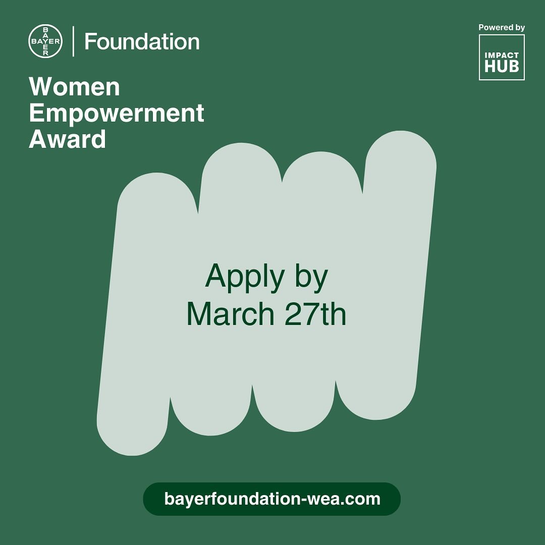 impacthubdakar's tweet photo. 🚀 New opportunity - Apply before March 27

Did you know that the Bayer Foundation Women
Empowerment Award has empowered women entrepreneurs to achieve an impressive 10% month-on-month growth in their businesses?

🔗 https://t.co/X2trjouE1I

#BayerFoundation #ImpactHubNetwork https://t.co/vv3d8Dtg5U
