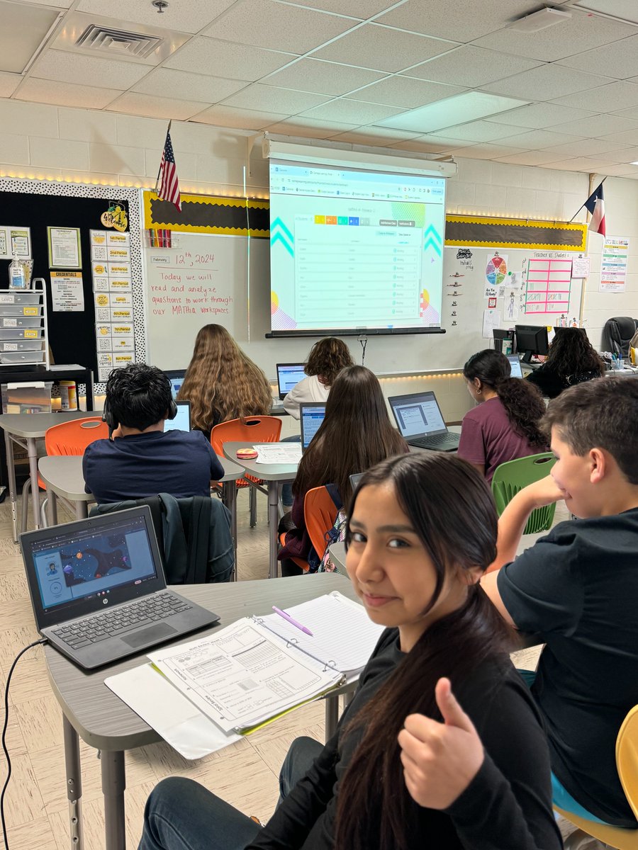 Ms. B. Fonseca's 3rd period class rocked MATHia on Digital Learning Day <a href="/All4Ed/">All4Ed</a> at MVMS! 🚀 Every day is a tech-savvy adventure for Panthers! 📚💻 #DLDay #HCISDDLDay24 #PantherPride