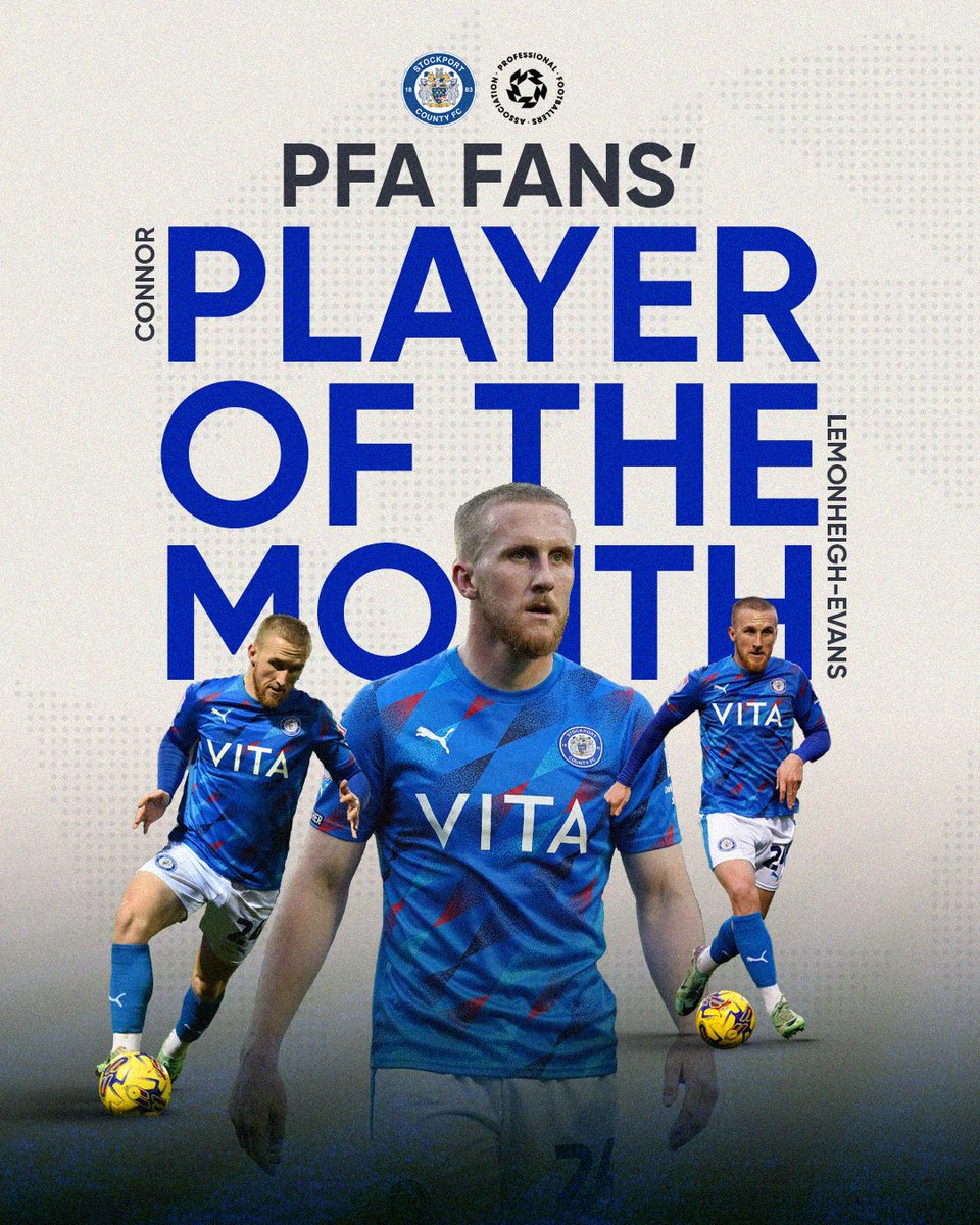 Congratulations, <a href="/connorevans1/">Connor Lemonheigh Evans</a> 👏

Voted as the PFA League Two Fans' Player of the Month for January 🏆
