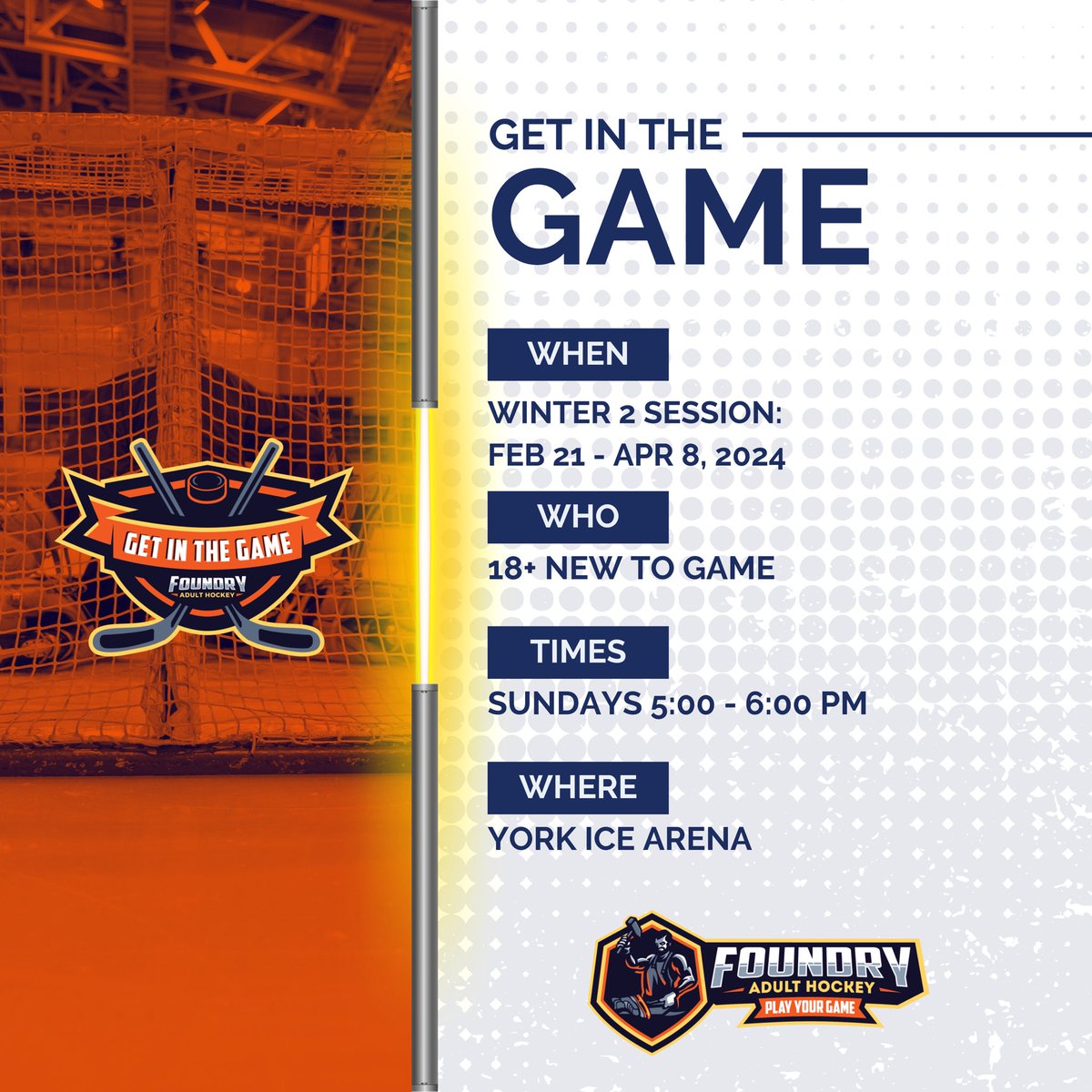 ⏰Don’t try to fight the feeling of wanting to learn something new this year! It’s never too late to hit the ice and discover your inner hockey star! Join our Foundry Adult Hockey Get In The Game session starting soon!

yorkskate.com/programs/found…