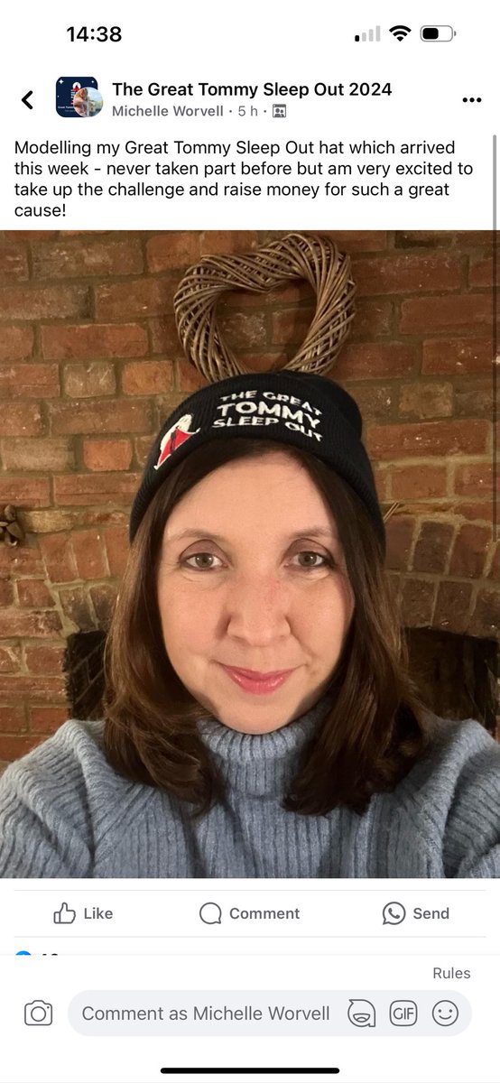 Modelling my Great Tommy Sleep Out hat which arrived this week - never taken part before but am very excited to take up the challenge and raise money for such a great cause! Please donate if you wish to support me. facebook.com/donate/1066386… #charity #thegreattommysleepout