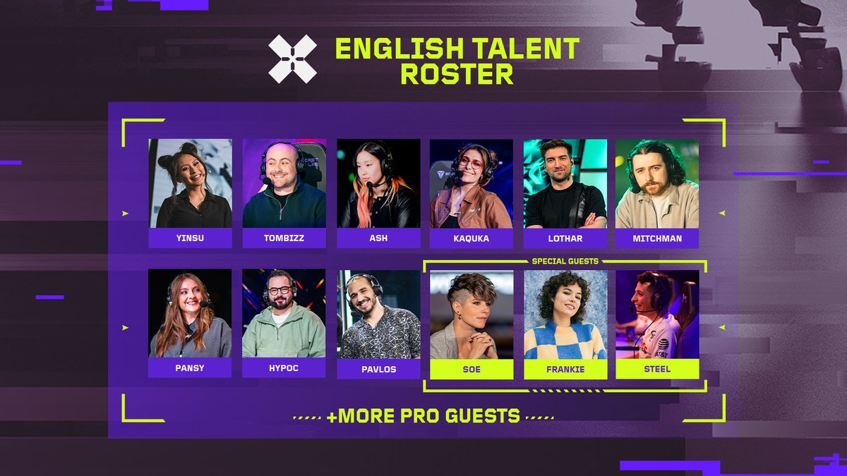 Introducing the faces you'll see and the voices you'll hear for #VCTEMEA in 2024! The English broadcast talent roster: @YinsuCollins @Tombizz @AshCasts @kaquka @hypoc @MitchMan @ExWarrior_ @FrankieWard @Soembie @JoshNissan @LotharHS @pansy