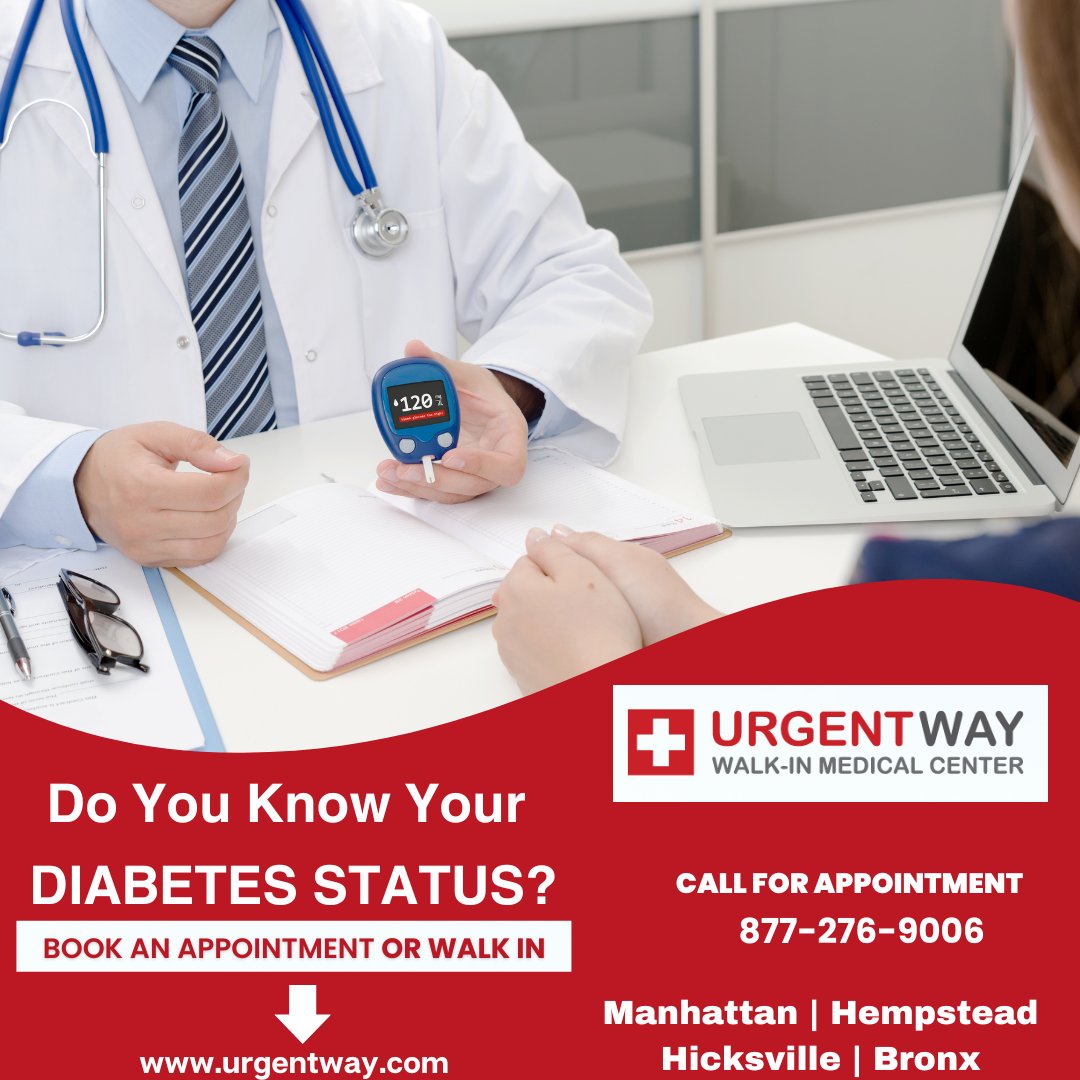 Do You Know Your Diabetes Status?

BOOK AN APPOINTMENT OR WALK IN 
urgentway.com/services/diabe……

#diabetes #diabetestype #diabeticproblems #diabetesawareness #stroke #diabetesawareness #diabetestype #insulinpump #insulindependent #diabetestreatment #urgentway  #newyork #clinics