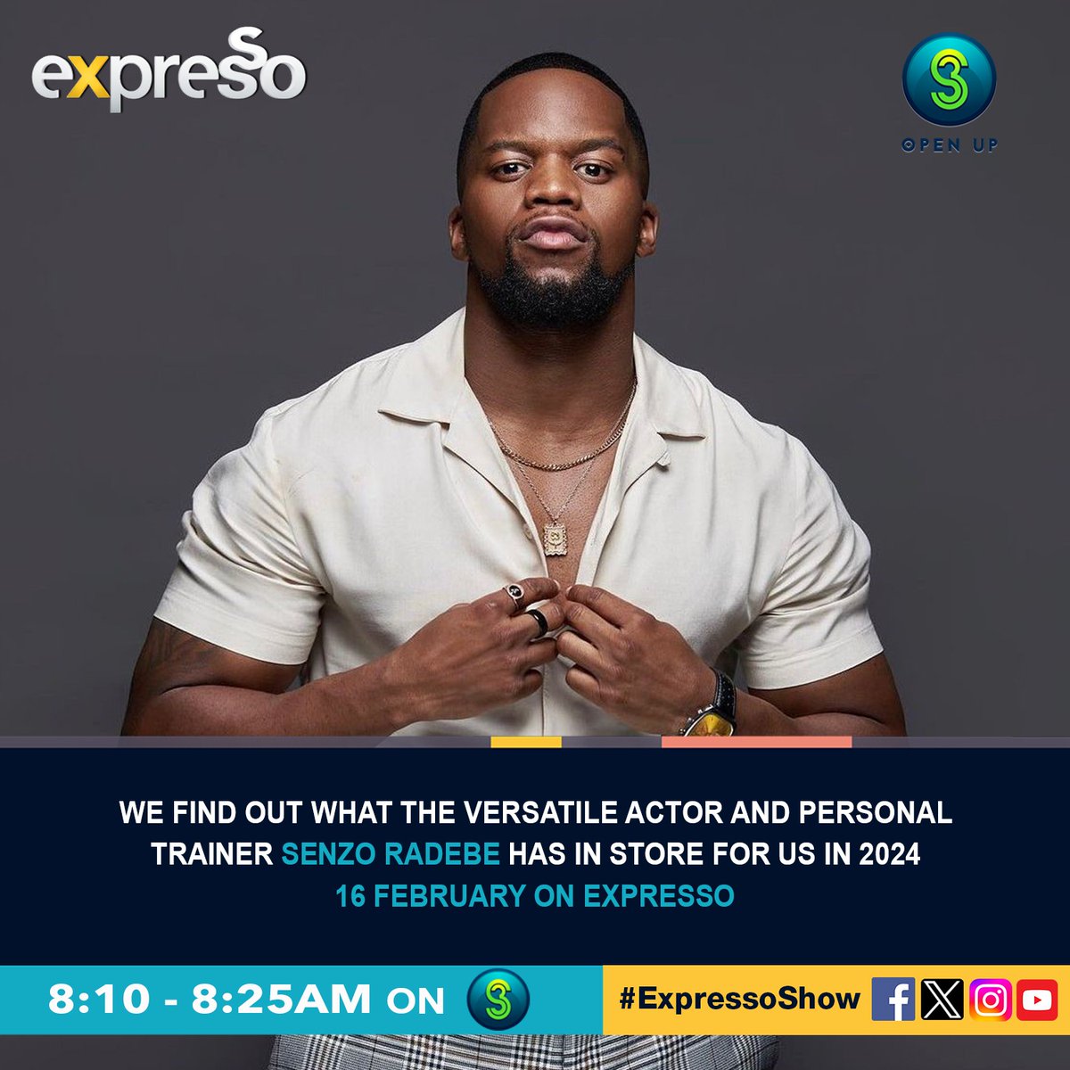 The one and only @senzo__radebe tomorrow on #ExpressoShow 6-9AM on @SABC3