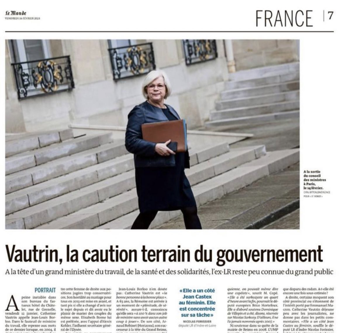Yann Bubien (@yannbubien) on Twitter photo 🗞️Dans <a href="/lemondefr/">Le Monde</a> aujourd’hui un portrait de <a href="/CaVautrin/">Catherine Vautrin</a> ministre du travail, de la santé et des solidarités <a href="/gouvernementFR/">Gouvernement</a> <a href="/fredvalletoux/">Frédéric Valletoux</a> <a href="/fadila_khattabi/">Fadila Khattabi</a> <a href="/sarahelhairy/">Sarah EL HAÏRY</a> 🗞️Dans <a href="/lemondefr/">Le Monde</a> aujourd’hui un portrait de <a href="/CaVautrin/">Catherine Vautrin</a> ministre du travail, de la santé et des solidarités <a href="/gouvernementFR/">Gouvernement</a> <a href="/fredvalletoux/">Frédéric Valletoux</a> <a href="/fadila_khattabi/">Fadila Khattabi</a> <a href="/sarahelhairy/">Sarah EL HAÏRY</a>