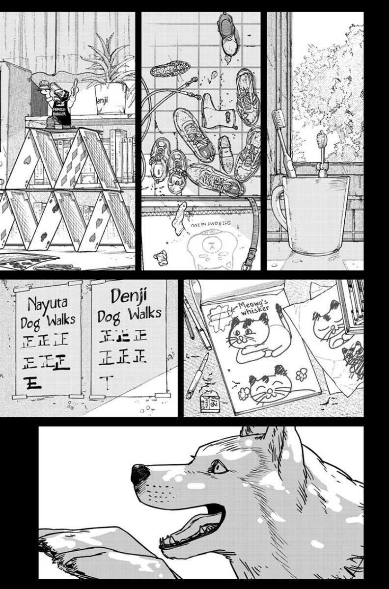 jeannesfangs's tweet photo. the contrast between denji and nayuta’s recollections of their “normal” life together is wounding me https://t.co/SOH2pstrIQ