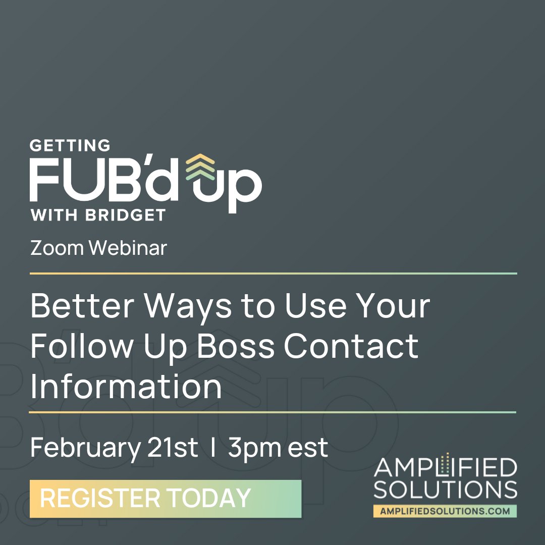 🚨 Join us Wednesday! GFUWB Webinar on Better Ways to Use Your FUB Contact Information. Use this link to register to watch live or get the recording sent to your inbox! us02web.zoom.us/webinar/regist… 
#realestate #followupboss