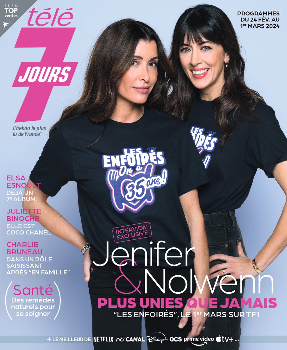 🗞️ PRESSE @JeniferOfficiel et @Nolwennleroyoff sont en couverture du nouveau numéro de @Tele7jours pour le spectacle des #Enfoirés ❤️ Collector !