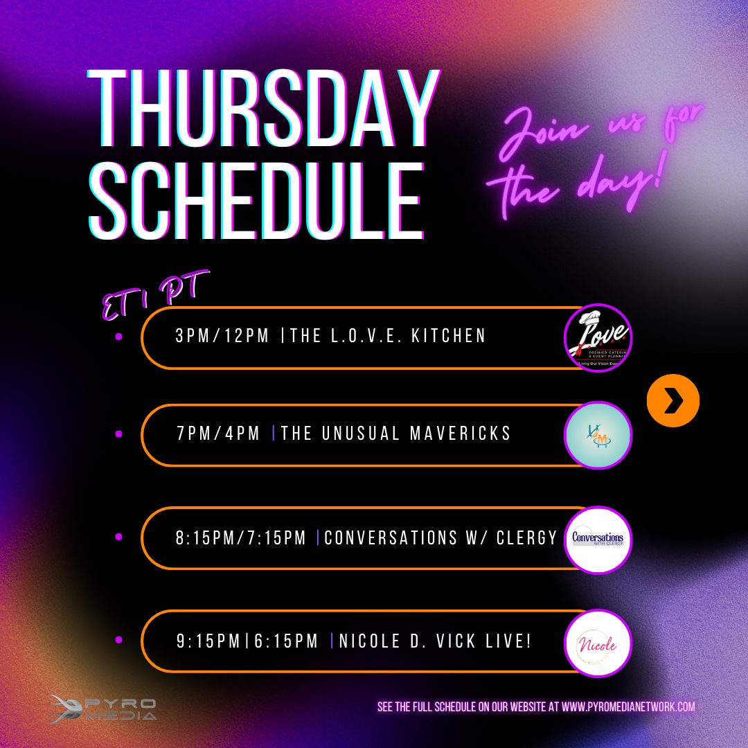 pyromedianet's tweet image. Hey PyroManiacs!

The weekend is just around the corner, but let's make this Thursday unforgettable! Tune in and let's make today one for the books! See you soon!

#PyroMedia #blackhistorymonth #blackhistoryeveryday #blackexcellence #ThursdayMotivation