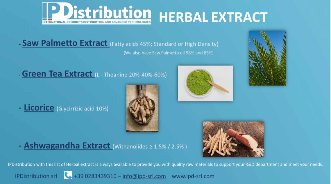 HERBAL EXTRACT #IPD #IPdistribution #distribuzione #estrattinaturali #herbalextracts #serenoarepens #sawpalmetto #highdensity #integratori #nutrizionale