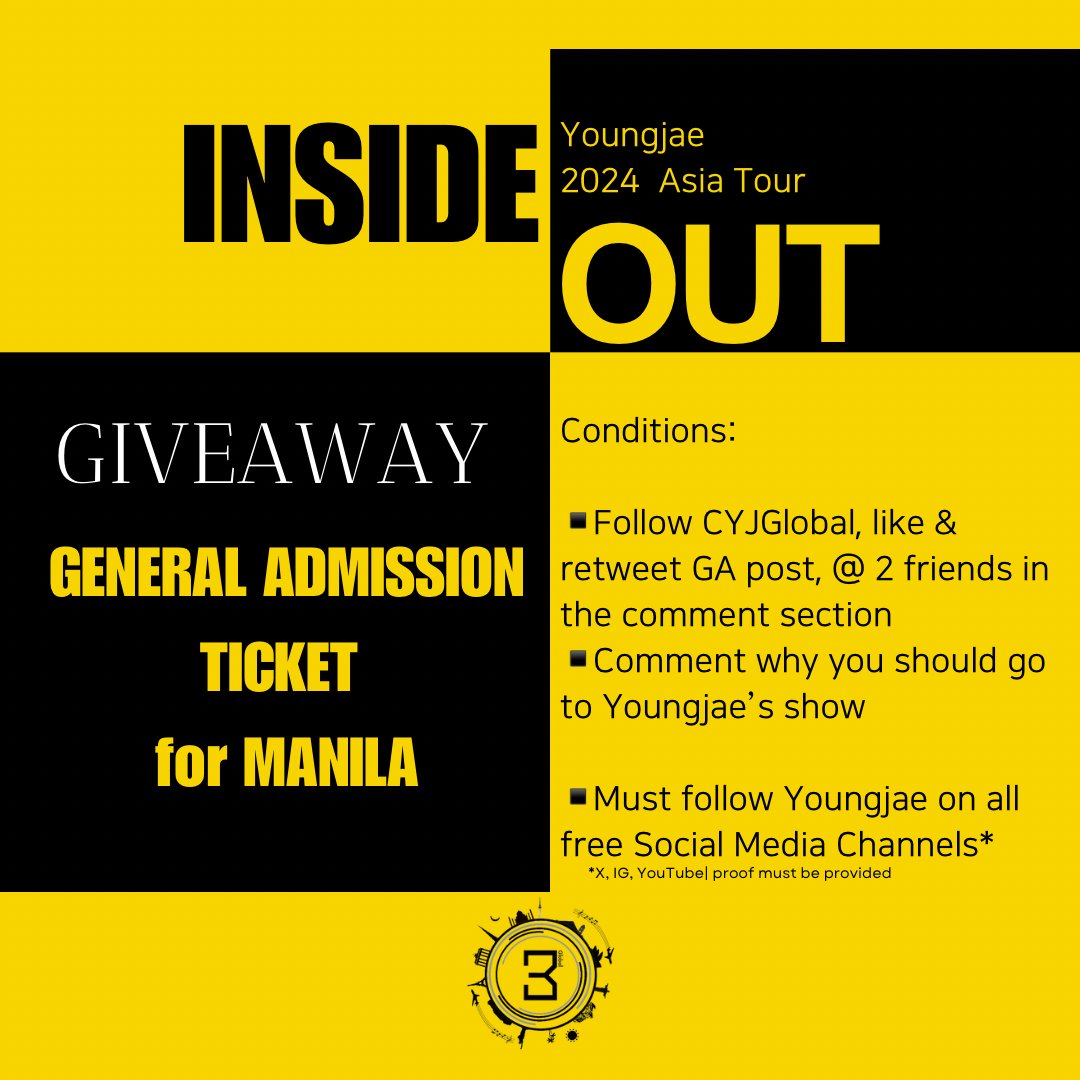 cyjglobal's tweet image. [📣] #INSIDEOUT TOUR 2024 

We are giving away 1 General Admission Ticket to Youngjae’s concert in Manila ✨

Conditions to join down below on the poster ⬇️

Winner announcement: FEB 20/21 

#Youngjae #영재 #GOT7 @ChoiArs_YJ @YOUNGJAExArs @GOT7
