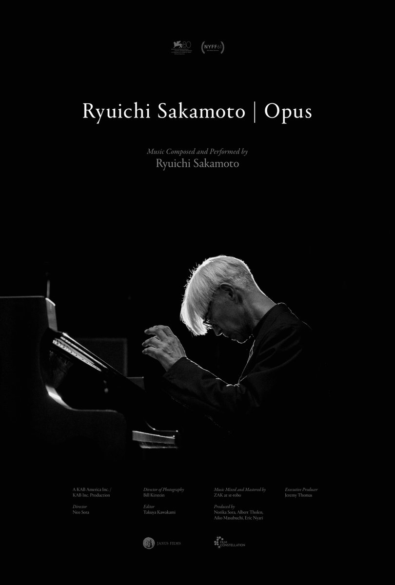 IndieWire's tweet photo. Oscar-winning composer Ryuichi Sakamoto gave his final performance in Japan knowing he was about to pass away. Now, the composer’s legacy is captured in documentary “Ryuichi Sakamoto: Opus,” directed by his son Neo Sora — watch the exclusive trailer here: https://t.co/OcV3HnnMpZ https://t.co/0NwcUgE1F9